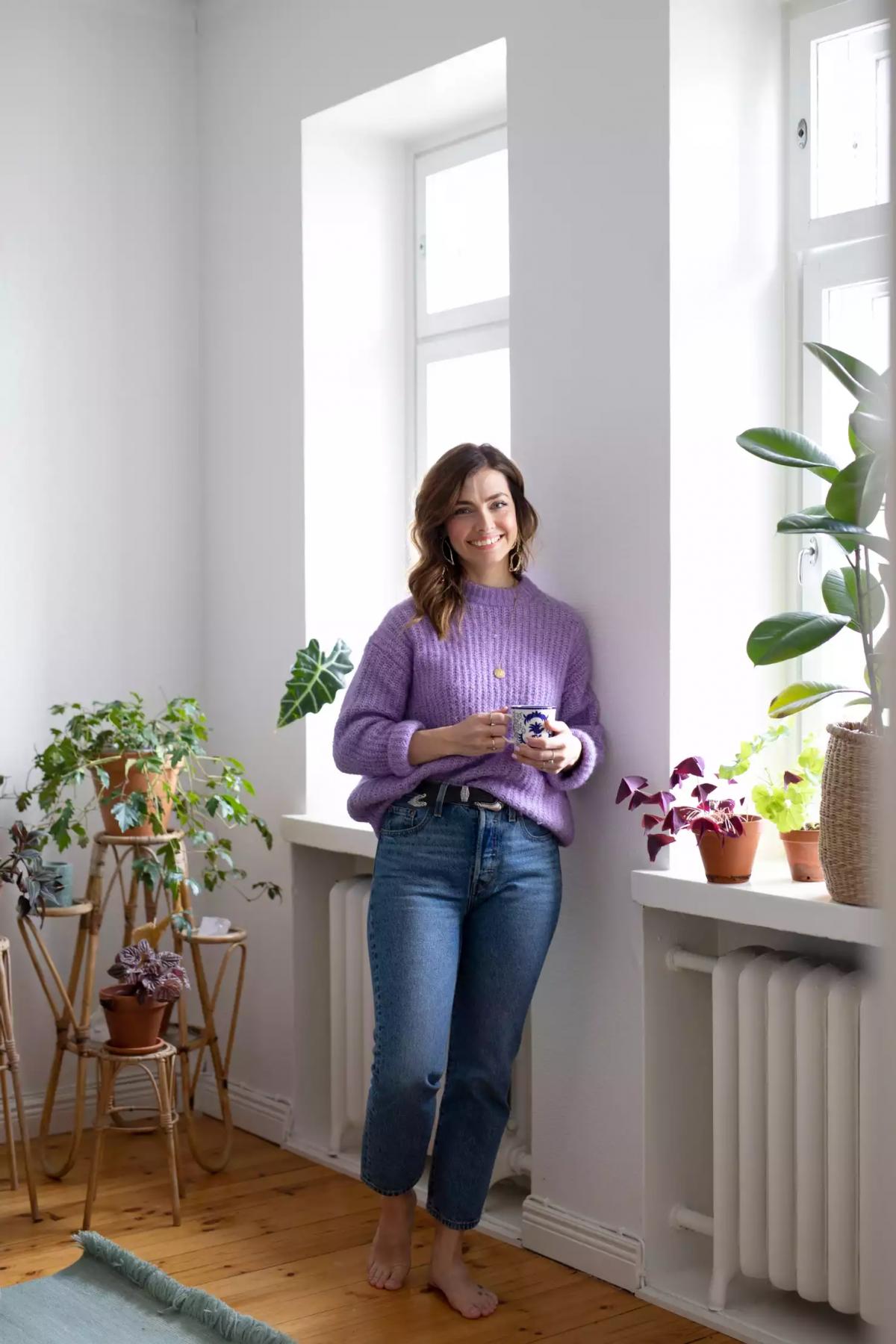 Finnish woman Suvianni in her apartment in Helsinki