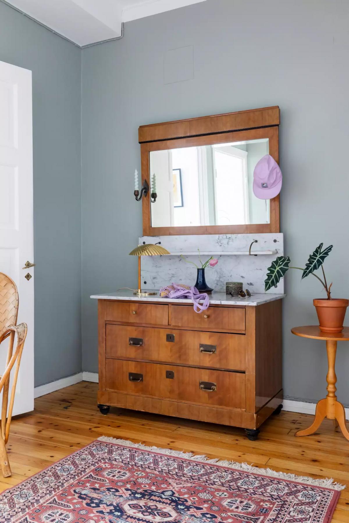 Vintage chest of drawers with a marble top