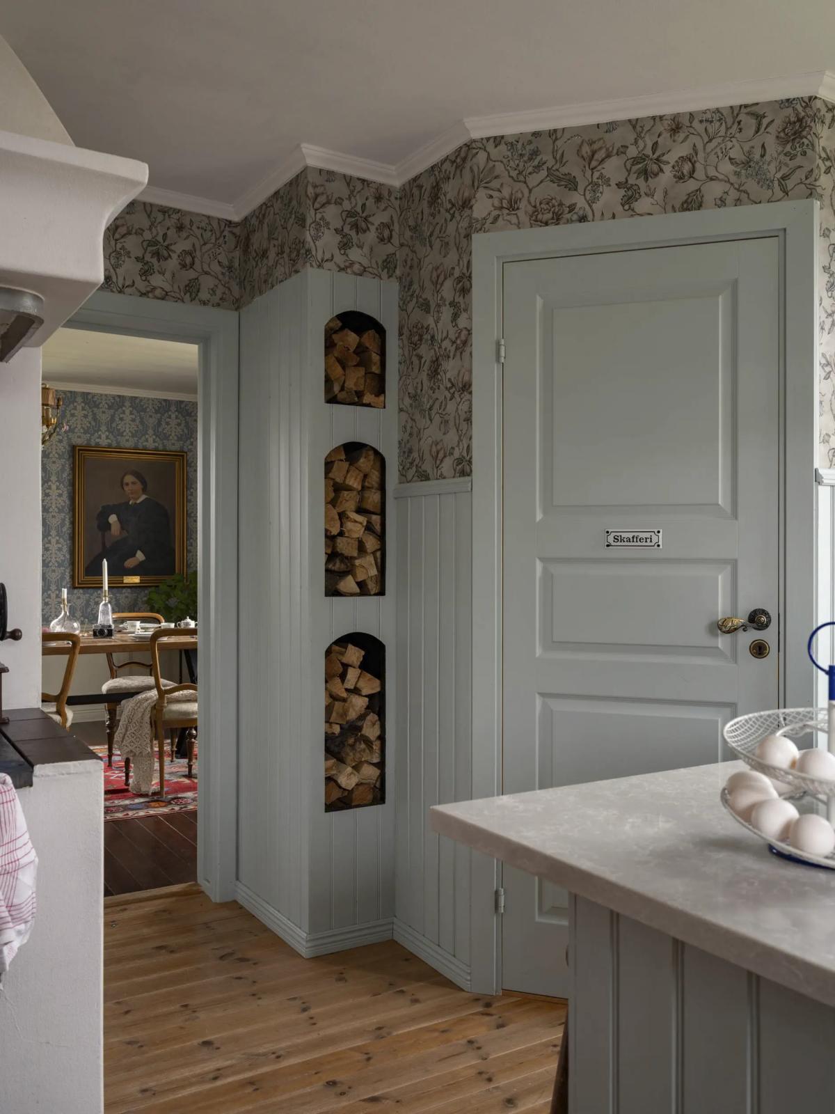 Original wood storage on the kitchen