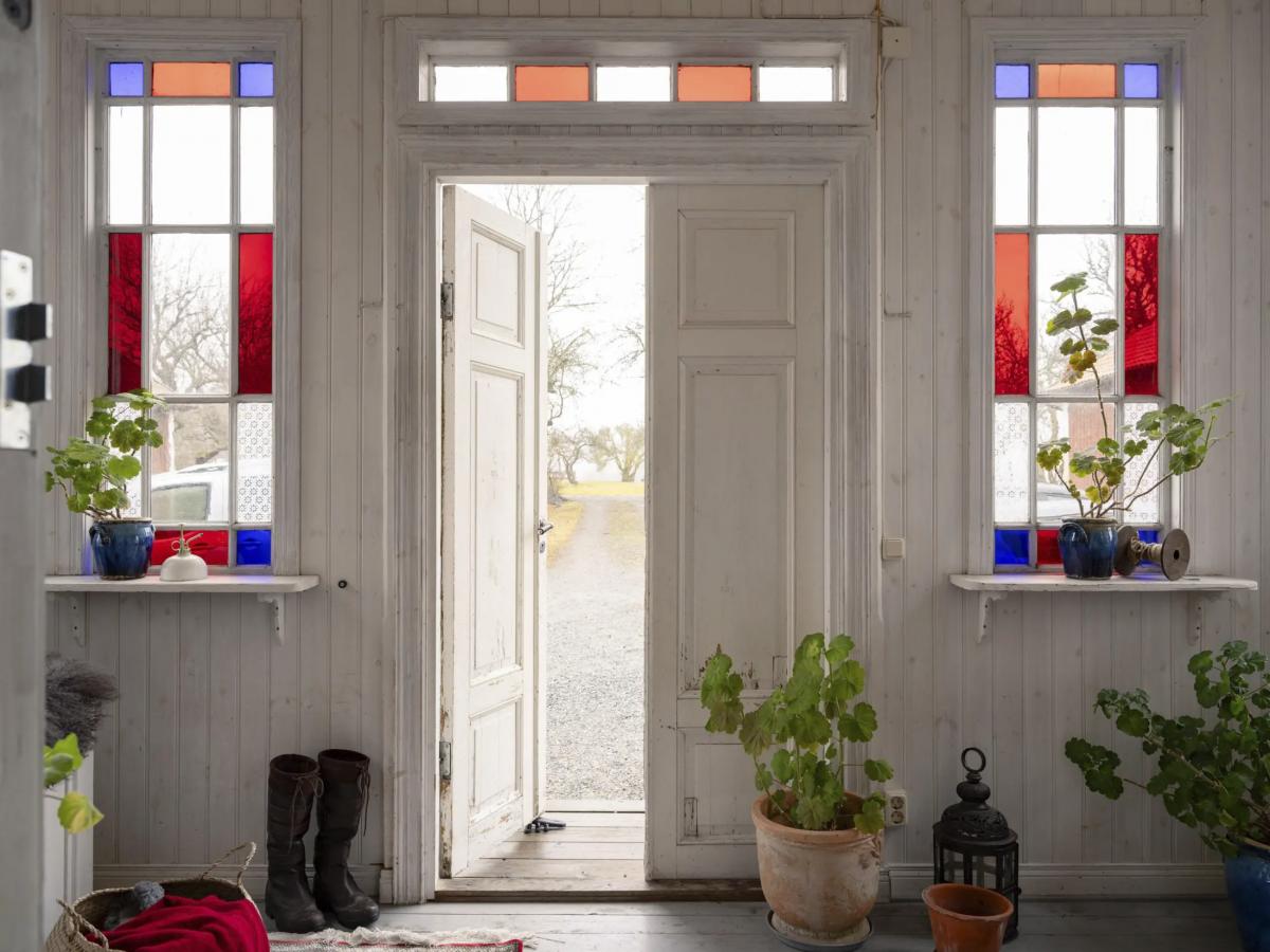 Veranda with colorful glass