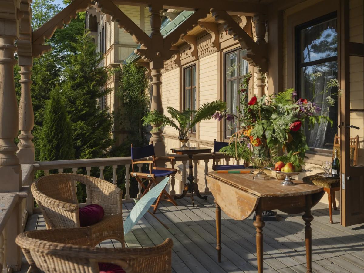 Terrace with old furniture in Sweden