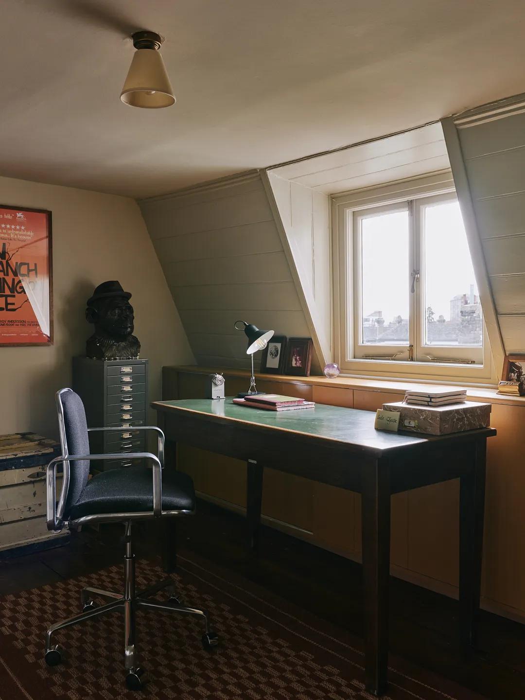 Home office with a vintage desk