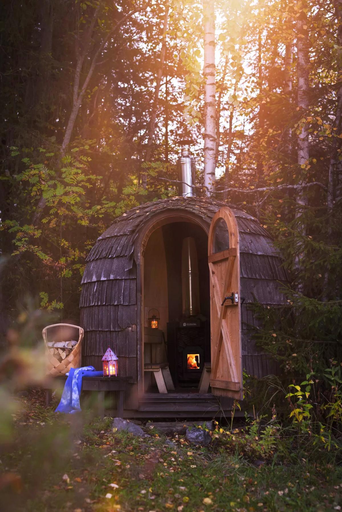 Uniquely shaped sauna brought from Estonia