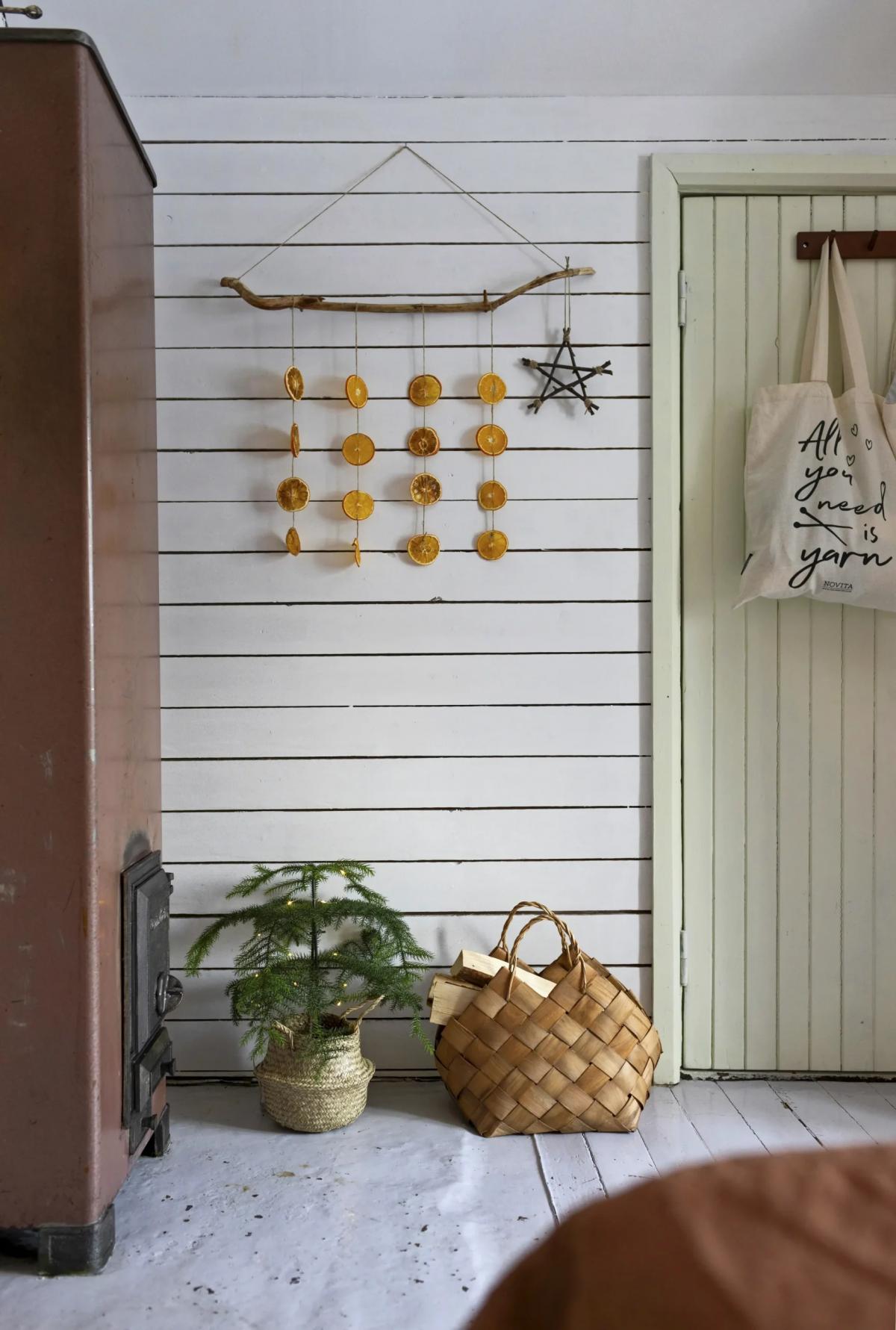 Holiday decorations made from dried oranges