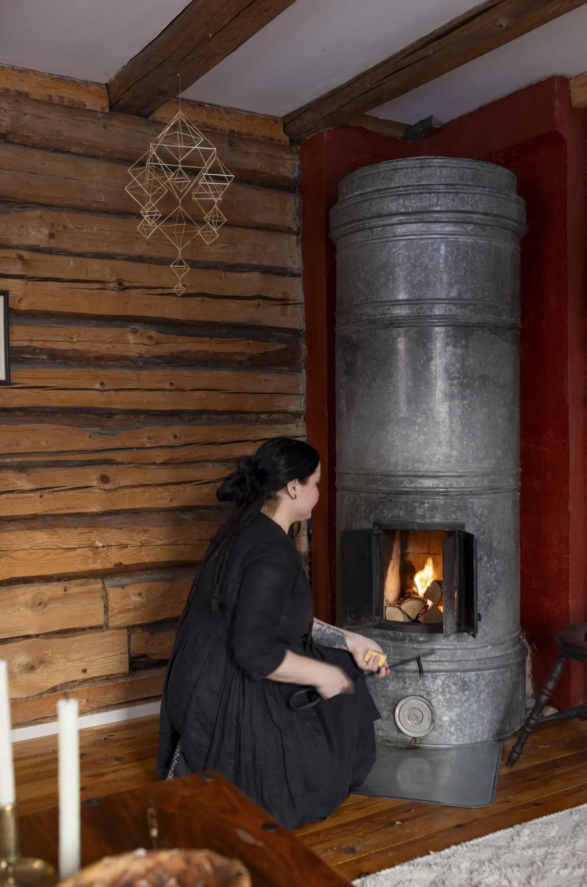 Cozy fireplace in a Finnish house