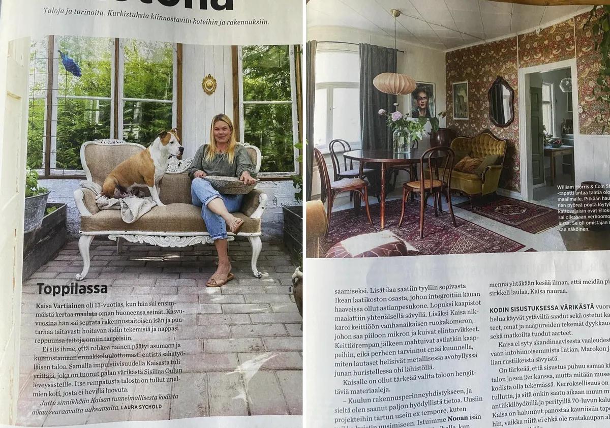 Interior design magazine article about a Finnish homeowner